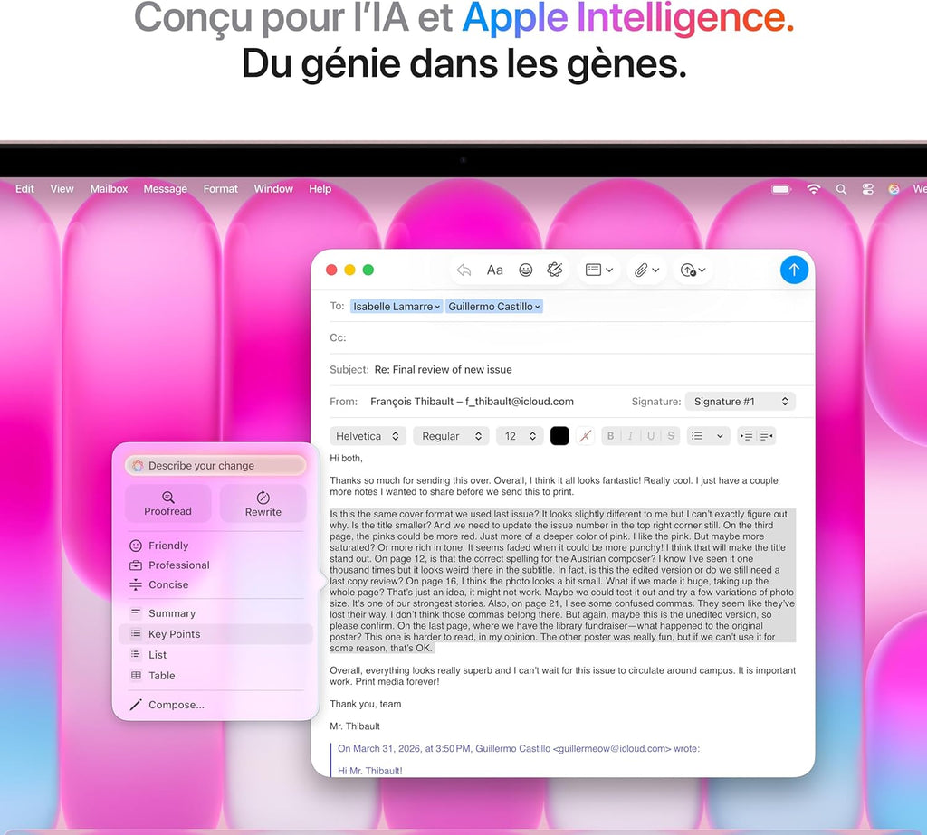 Apple MacBook Neo 13 pouces, Mémoire vive 8 Go, SSD 512 Go, Puce A18 Pro, Processeur 6 cœurs, Processeur graphique 5 cœurs, Touch ID, Rose poudré, AZERTY