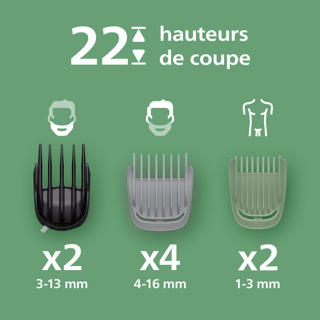 Philips Series 7000 MG7941/15 Tondeuse pour corps homme avec 17 accessoires visage, cheveux et corps, technologie BeardSense, sabot de précision premium, 120 min d'autonomie, 100 % étanche - Gris