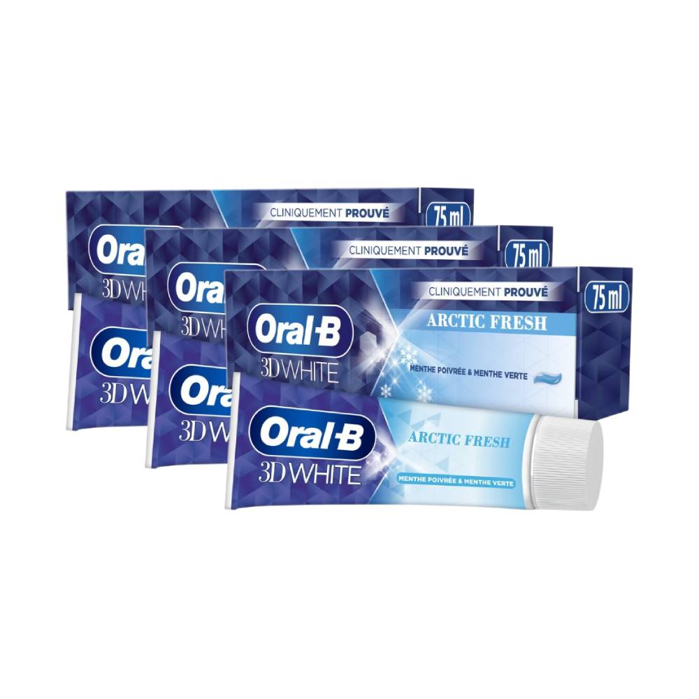 Oral-B 3D White Dentifrice Arctic Fresh 75 ml - Lot de 3 (3 x 75 ml = 3 tubes)