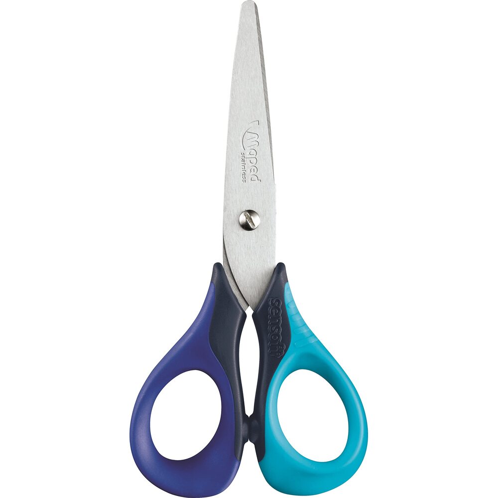 Maped Sensoft Ciseaux Ergonomiques – 13 cm, 2 Paires, Anneaux Souples, Lames en Acier Inoxydable