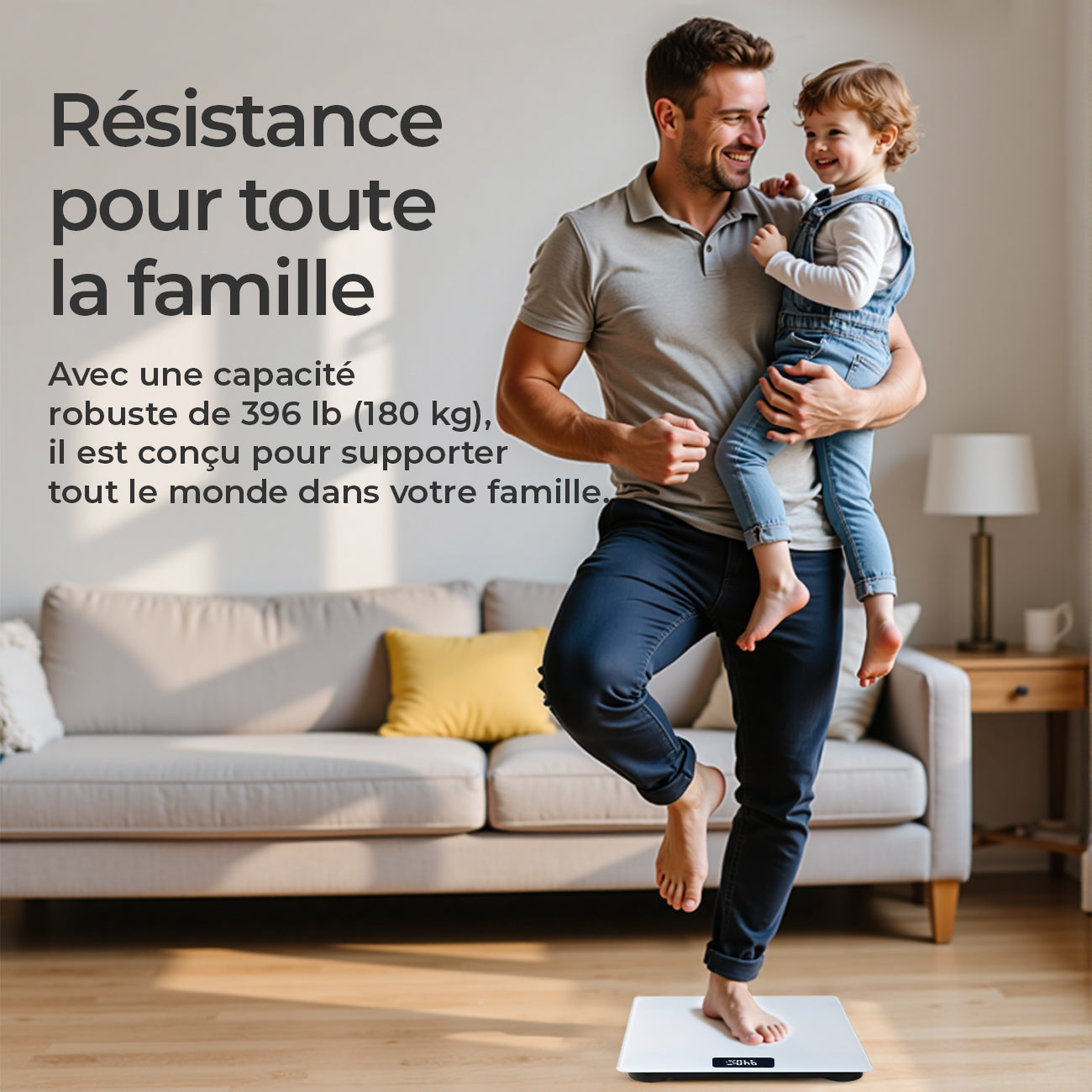 Sparoma AD-26 Pèse-personne électronique avec capacité de 180 kg, haute précision de 0,05 kg, verre trempé de 4 mm et écran LCD, blanc - Alimenté par 2 piles AAA (piles non incluses)