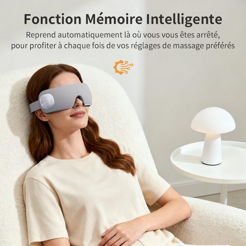 breo EM005 masseur chauffant des tempes et des yeux, meilleur masseur oculaire pour migraines, maux de tête et yeux secs, masseur oculaire rechargeable portable pour relaxation et sommeil avec musique