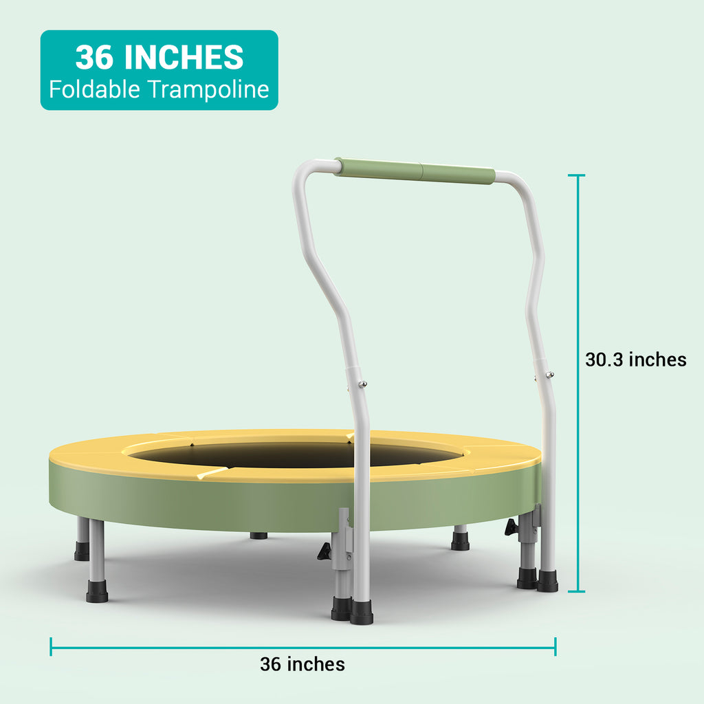 SPORTSOUL Mini trampoline pour enfants 3-6 ans avec barre de maintien en mousse très sûre, Trampoline d'intérieur pour tout-petits 36 pouces avec housse sans interstice pour intérieur