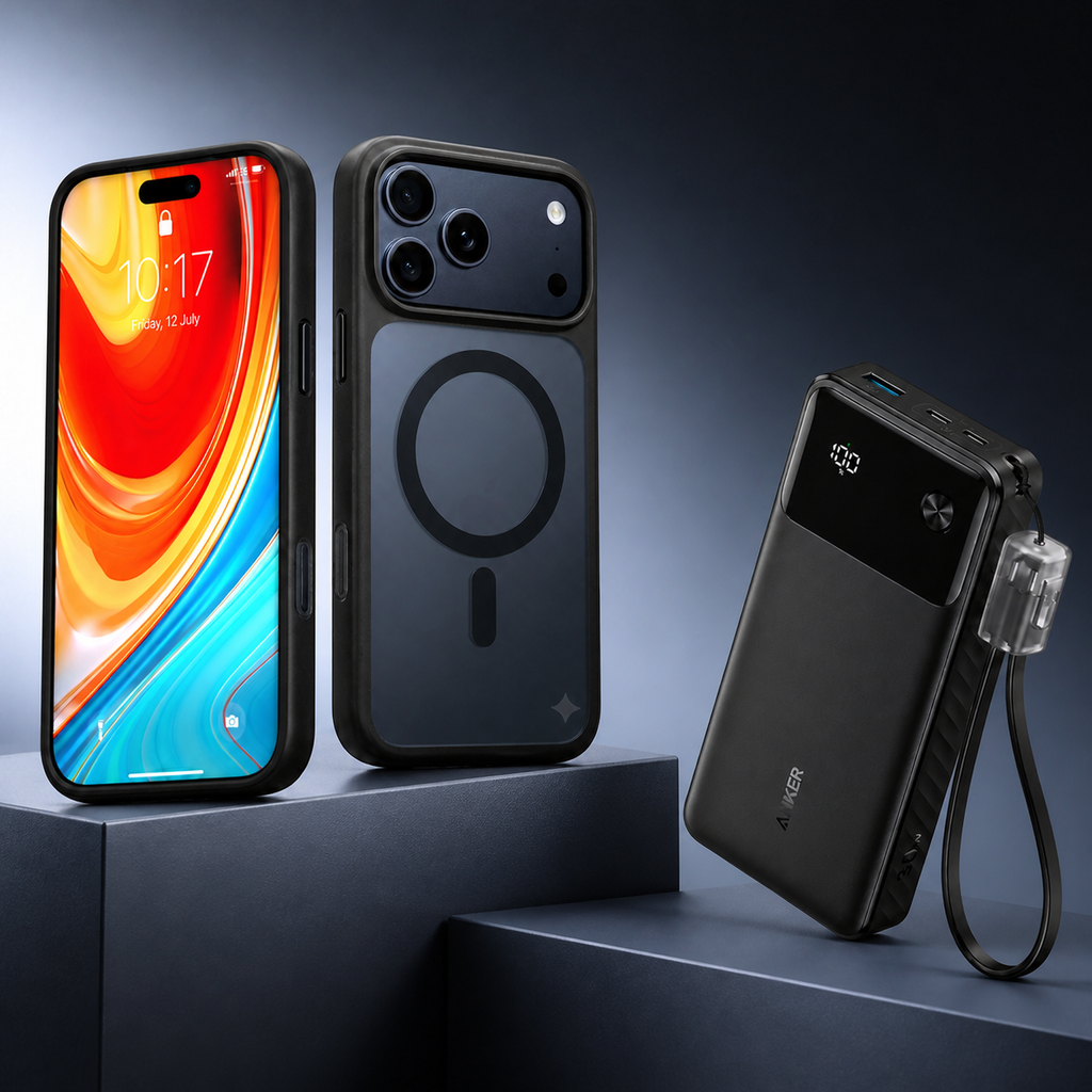 TORRAS iPhone 17 Pro Max Guardian-Magnetic Case + Anker 20,000mAh Power Bank, Black, Magnetic Charging Bundle