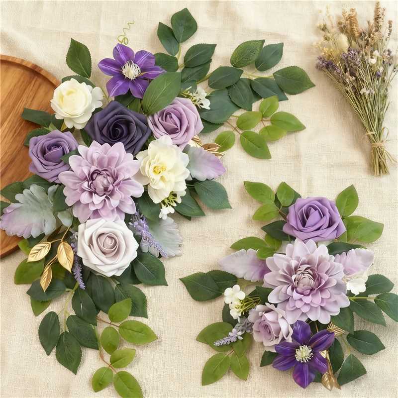 Wei's moment Arc de Mariage Fleur (Lot de 2) Panneau de Bienvenue Fleur Décor de Fond Guirlande Pour Cérémonie Réception Tableau Mural Chevalet Décoration d'Intérieur Entrée Panneau