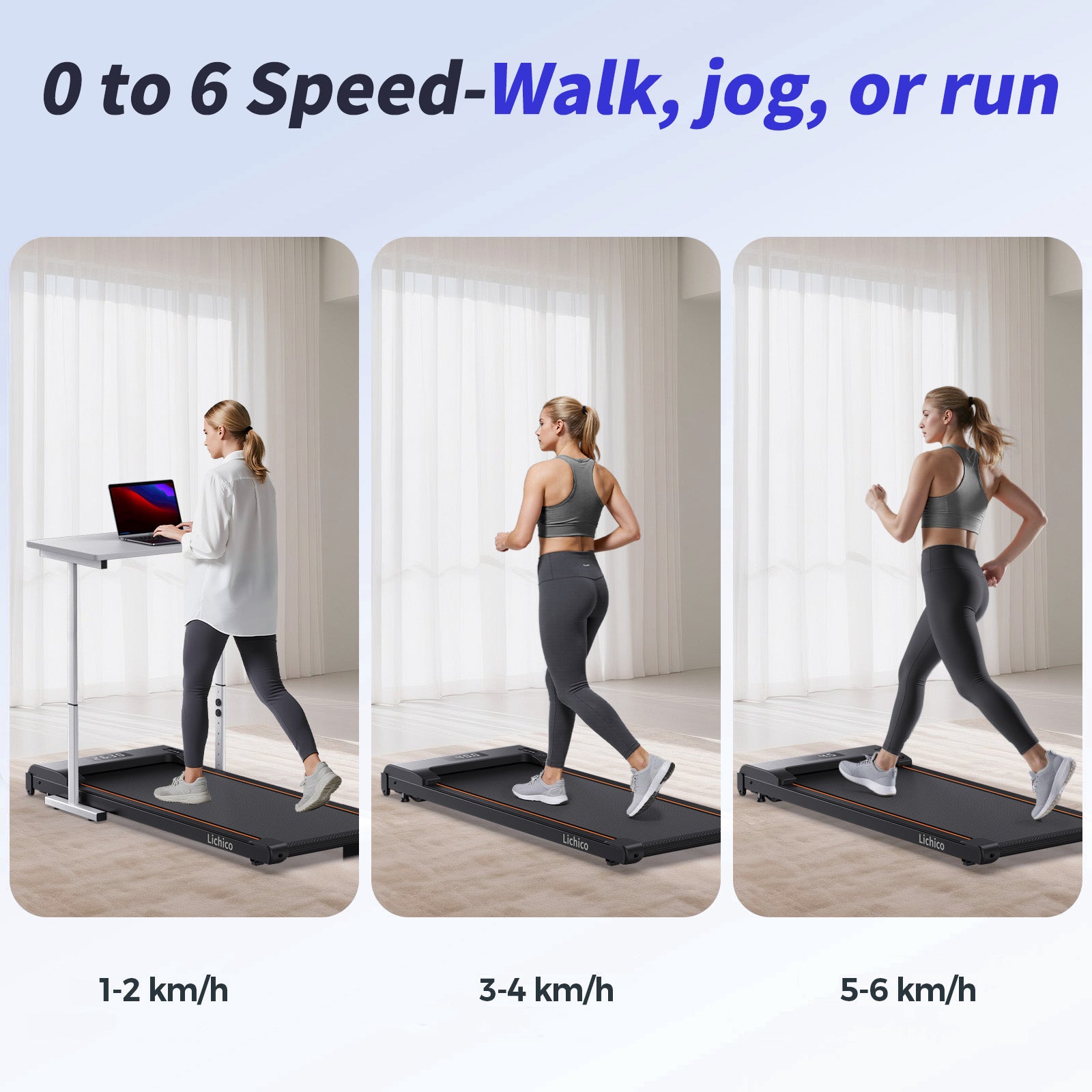 lichico Tapis de course de marche sous bureau Capacité max. 130 kg Fitness à domicile