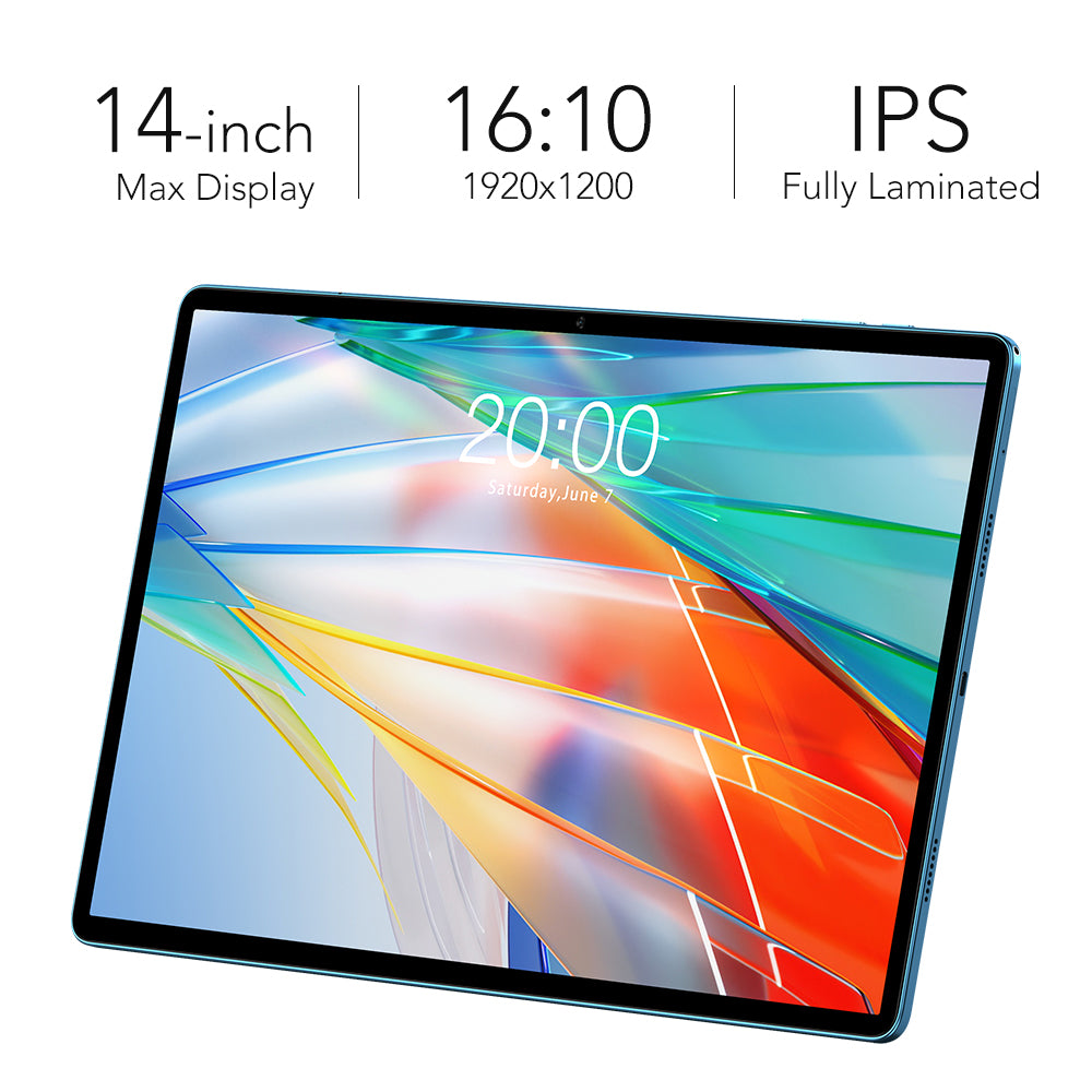 Teclast T70 Tablette 14 Pouces FHD, Helio G99, 20 Go RAM + 256 Go ROM, Android 15, Double SIM 4G LTE, Wi-Fi 5 GHz, Batterie 10000 mAh 18 W, Widevine L1, GPS, Bluetooth 5.2, Coque Incluse, 2025