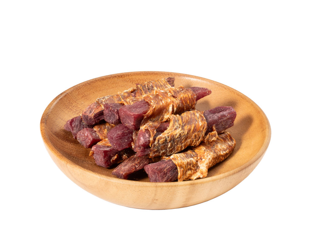 MeatyWay Friandises pour chien au poulet et à la patate douce violette - 100 g