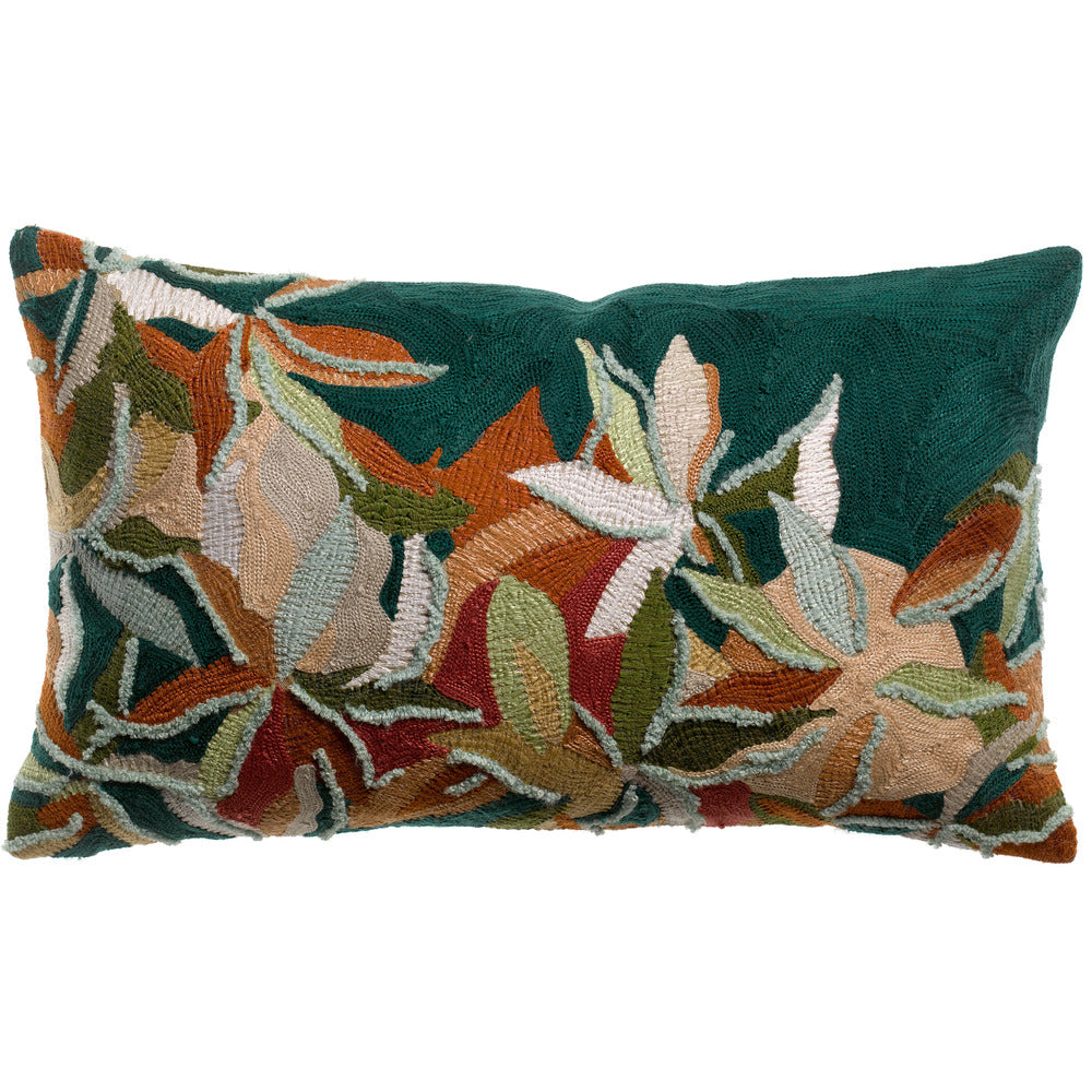 Vivaraise Housse de coussin brodée Alina Pétrole