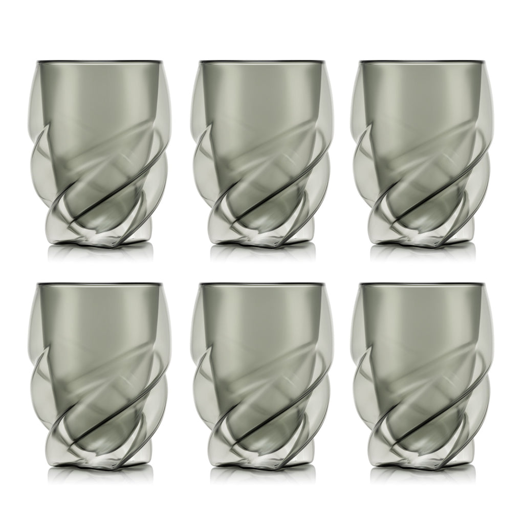 BODUM PAVINA PARIS Set de 6 verres à double paroi 270 ml - Gris transparent