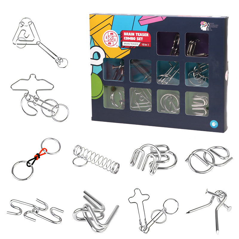 MIMI 10-en-1 Set de Casse-têtes en Fil Métallique Jouet Logique Cadeau pour Enfants et Adultes