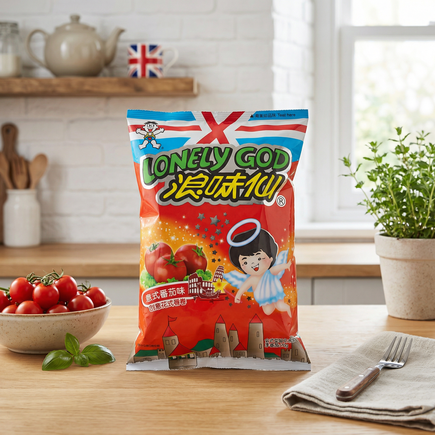 WANT WANT Snacks torsades de pomme de terre saveur tomate italienne avec édulcorant - 70 g