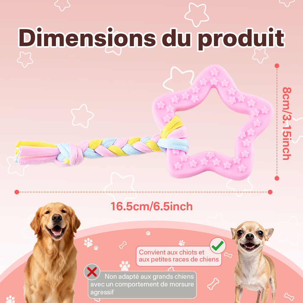 BLINKIT Jouet à mâcher en forme d'étoile rose en corde TPR et tissu pour chiens
