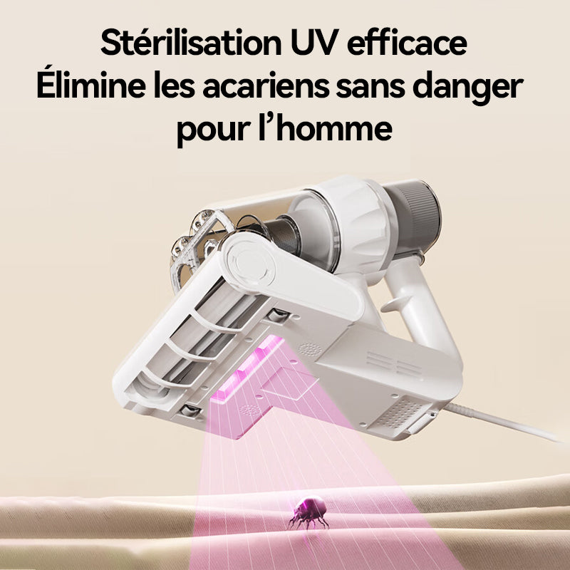Ochama Aspirateur anti-acariens 12 000 Pa 72 000 tapotements/min stérilisation UV air chaud 65 °C 300 ml