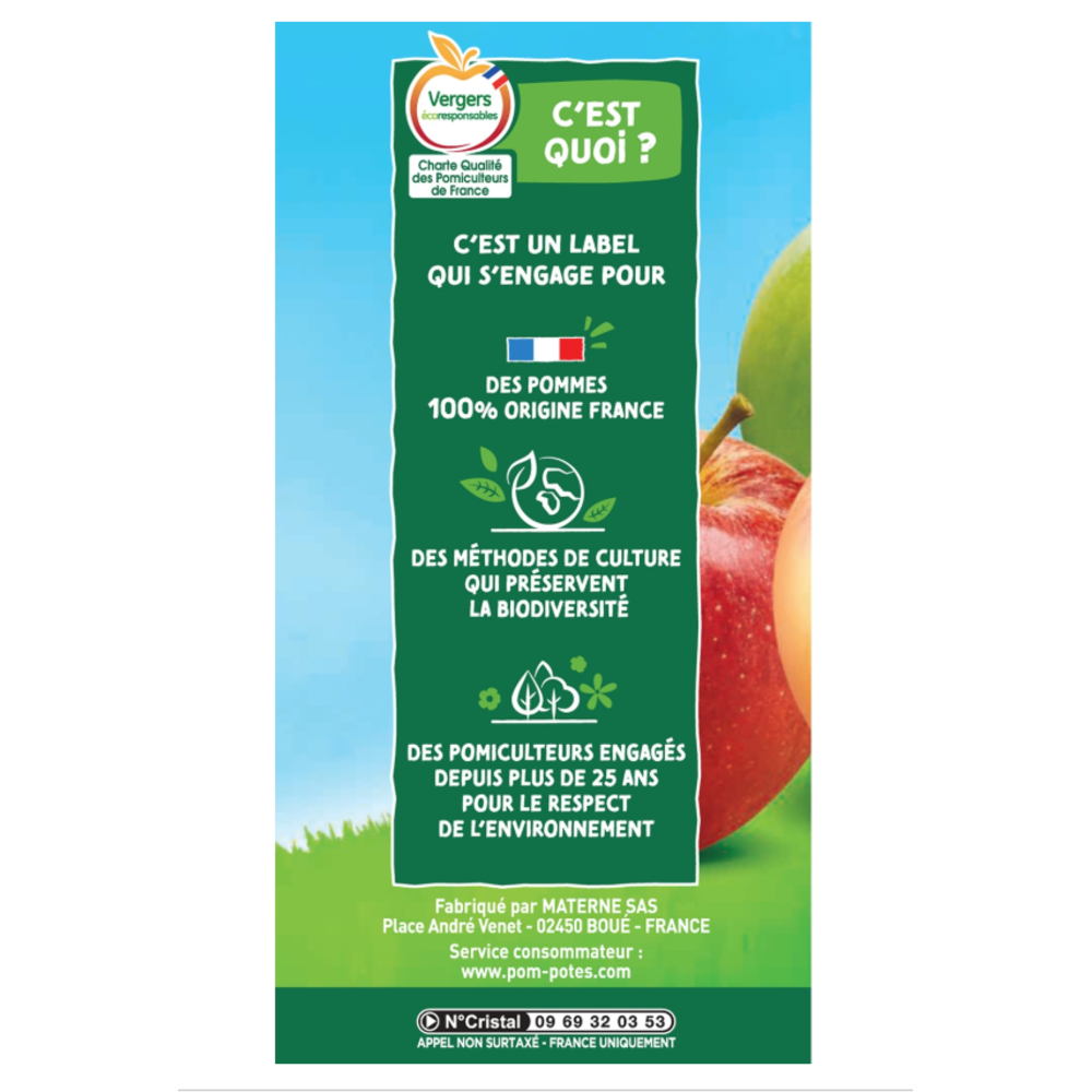 MATERNE POM'POTES Non sucré à la pomme naturelle, 12 x 90 g