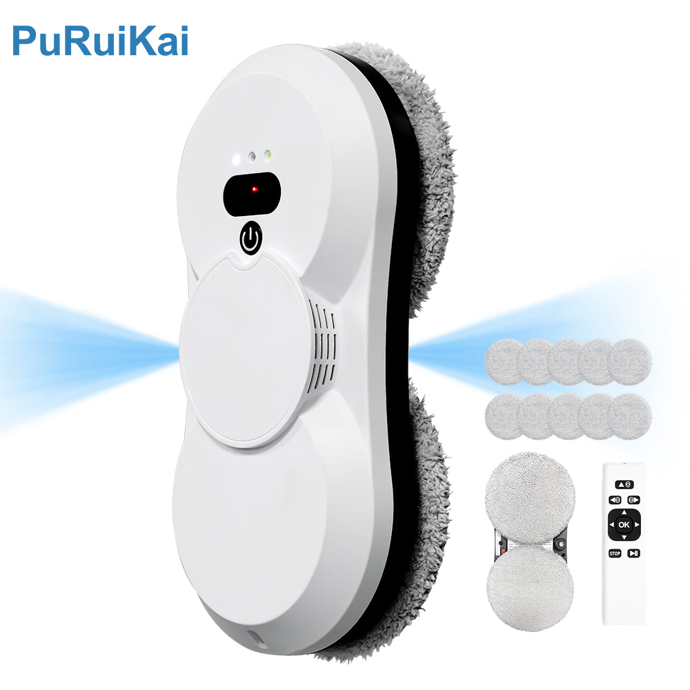 PuRuiKai Robot lave-vitres électrique automatique avec télécommande et pulvérisation automatique bidirectionnelle