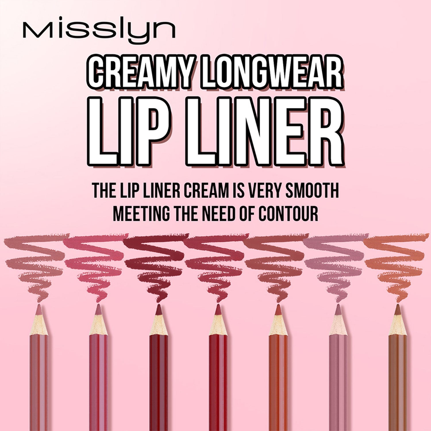 Misslyn Love yourself Set de crayons à lèvres mats, 7 pièces, Taille-crayon intégré, Longue tenue haute pigmentation, Crayon à lèvres lisse ultra-fin