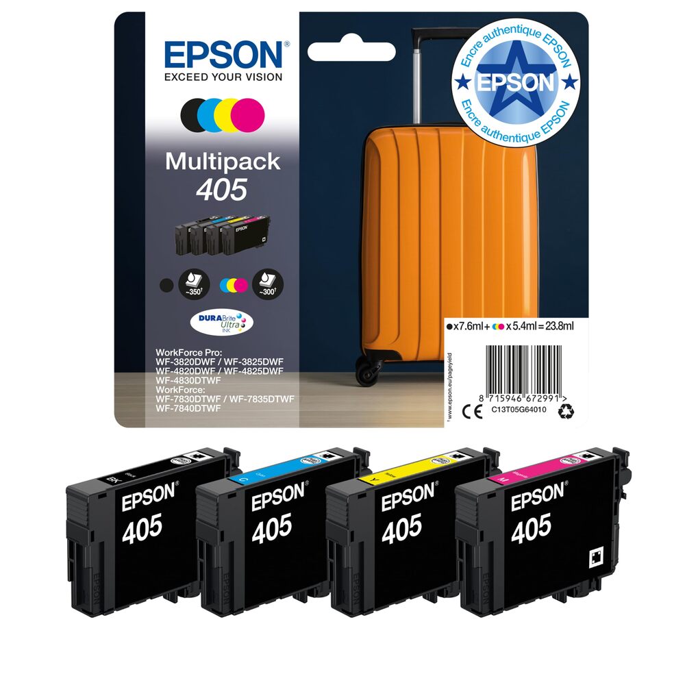 Cartouche d'encre Epson 405 DURABrite Ultra 1 pièce Originale Rendement standard Noir, Cyan, Magenta, Jaune