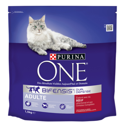 Purina One Bifensis Aliment pour chat adulte au bœuf - 1,5 kg