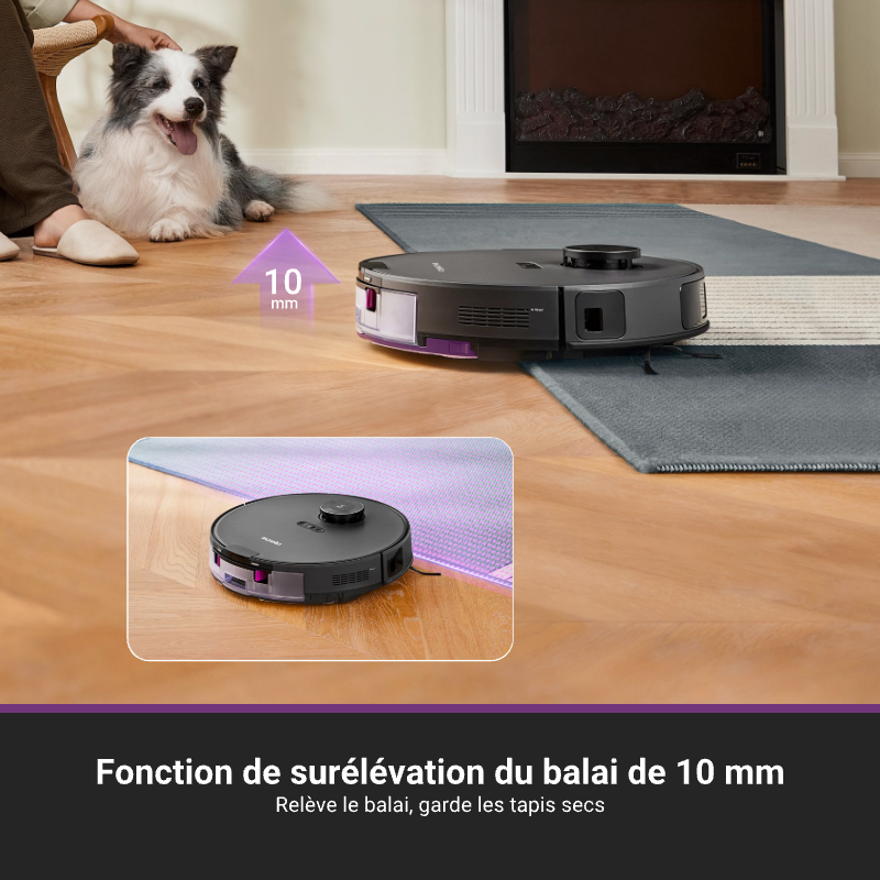 Eureka E20 Plus Aspirateur Robot avec Puissance d'Aspiration de 8000 Pa, Station de Vidage Automatique, Fonction Anti-Emmêlement, Évitement d'Obstacles 3D, Autonomie de 180 Minutes, DuoDetect IA, Noir