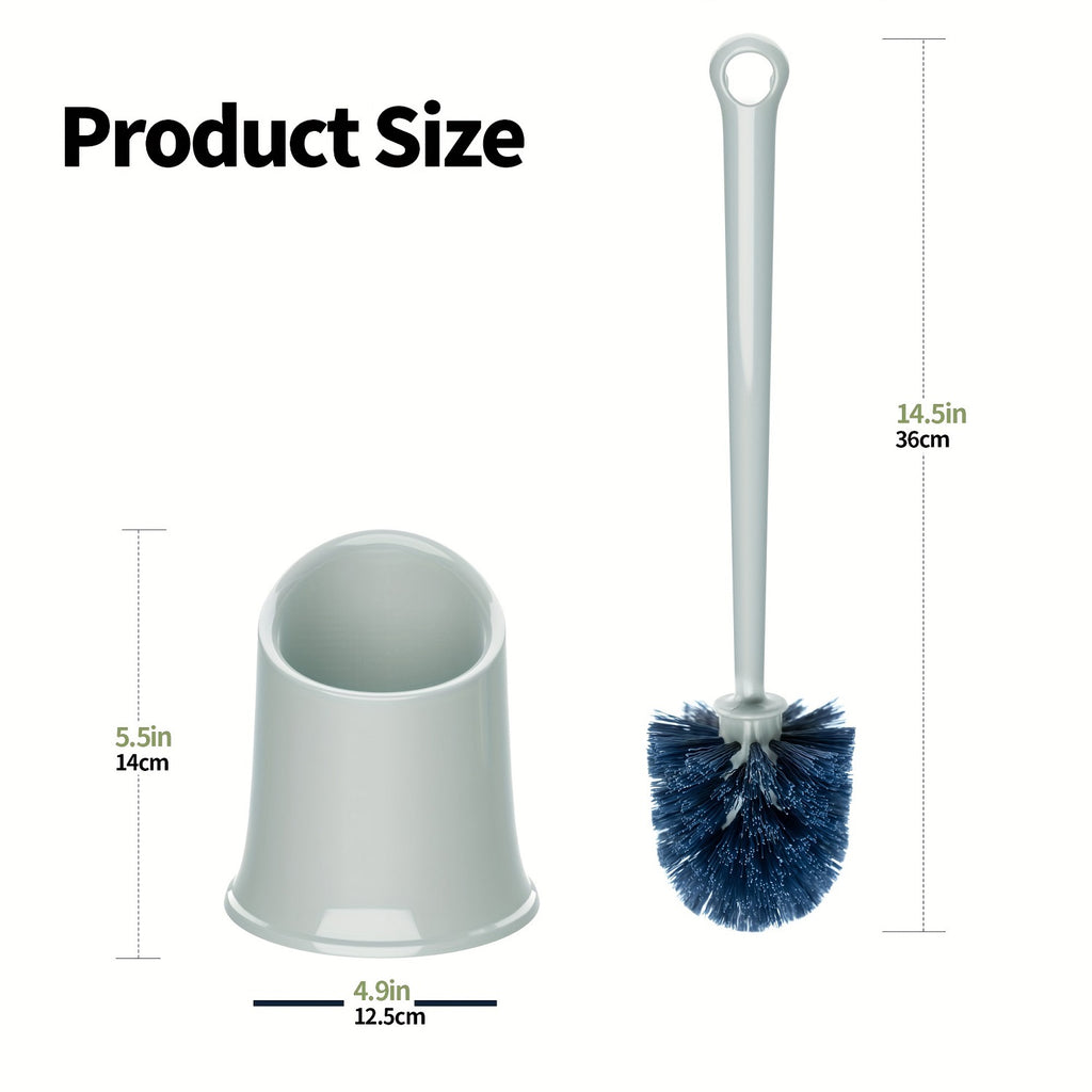 emmama Brosse WC avec support pour salle de bain, gris, 1 pièce