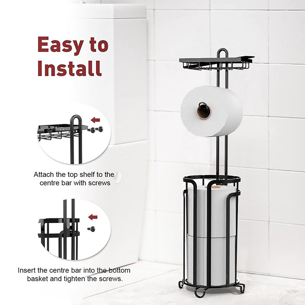 SRD 0237 Lot de 2 porte-essuie-tout à plusieurs niveaux en acier plat sur pied, Soldes du Nouvel An, Meilleures idées cadeaux