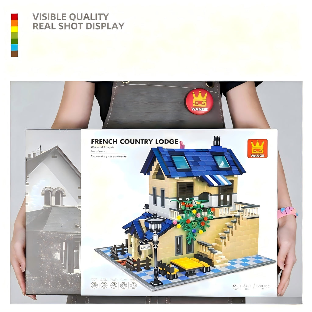 WANGE Maison de Campagne Française 1298 Pièces Ensemble de Blocs de Construction pour Bâtisseurs Amateurs