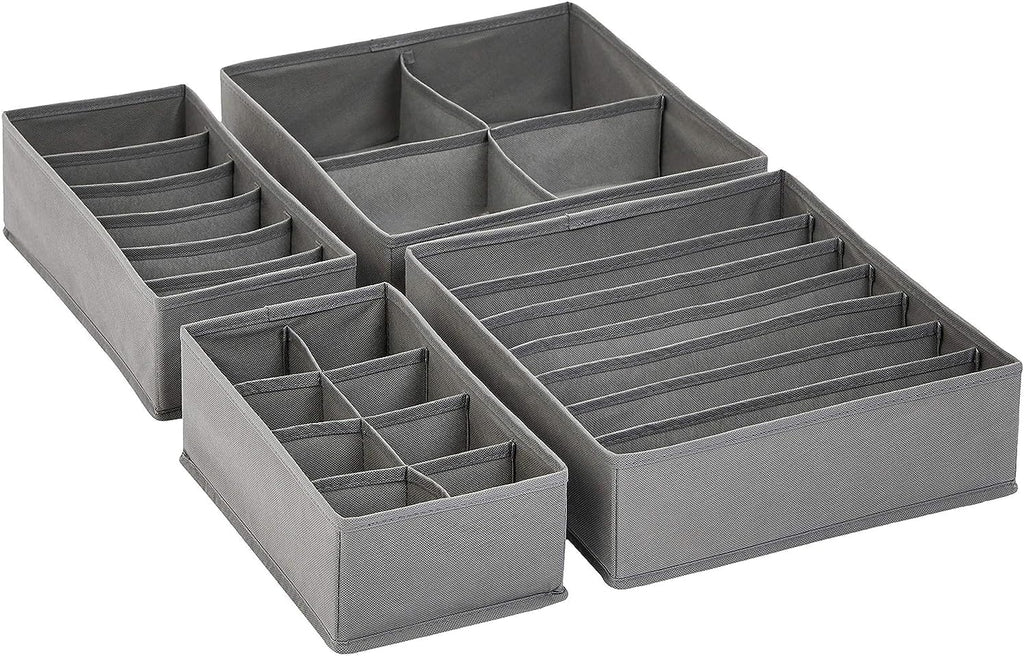 ANQI Lot de 4 organiseurs de tiroirs de commode pour sous-vêtements - Gris