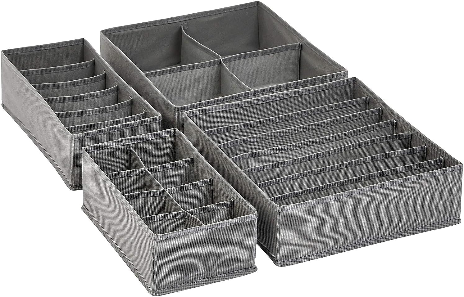 ANQI Lot de 4 organiseurs de tiroirs de commode pour sous-vêtements - Gris