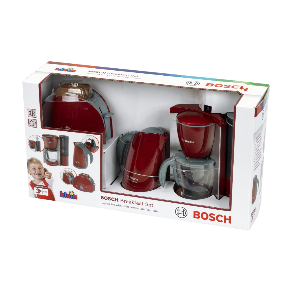 Klein Bosch Set de Jeu Petit-Déjeuner Jouet 9564 avec Bouilloire Grille-Pain et Machine à Café