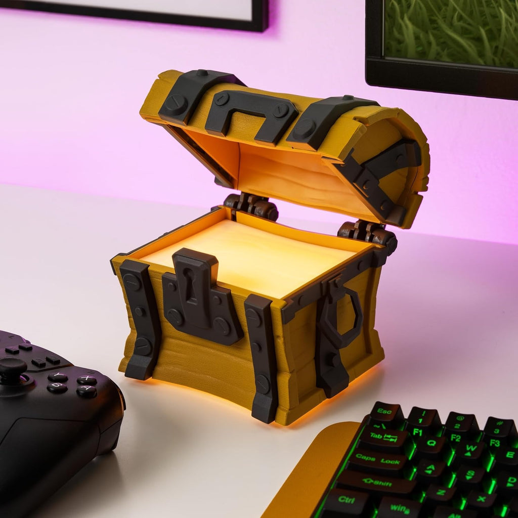 Coffre lumineux Fortnite avec sons du jeu - sous licence officielle - 14 cm - à piles