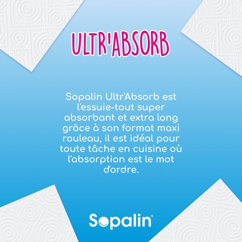 SOPALIN Essuie-Tout Demi-Feuille Certifié FSC, 3 Maxi Rouleaux
