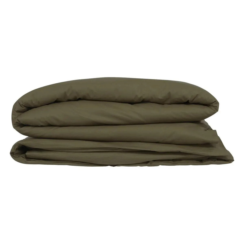 Atmosphera Housse de couette en coton 1 personne vert kaki - 140 x 200 cm