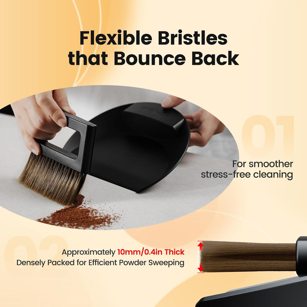 MHW-3BOMBER Brosse à café petite, ensemble de balai à main et de pelle, ensemble de petite brosse et pelle magnétiques, poils doux, brosse pour le comptoir de café à domicile, cuisine, bureau, B5188B