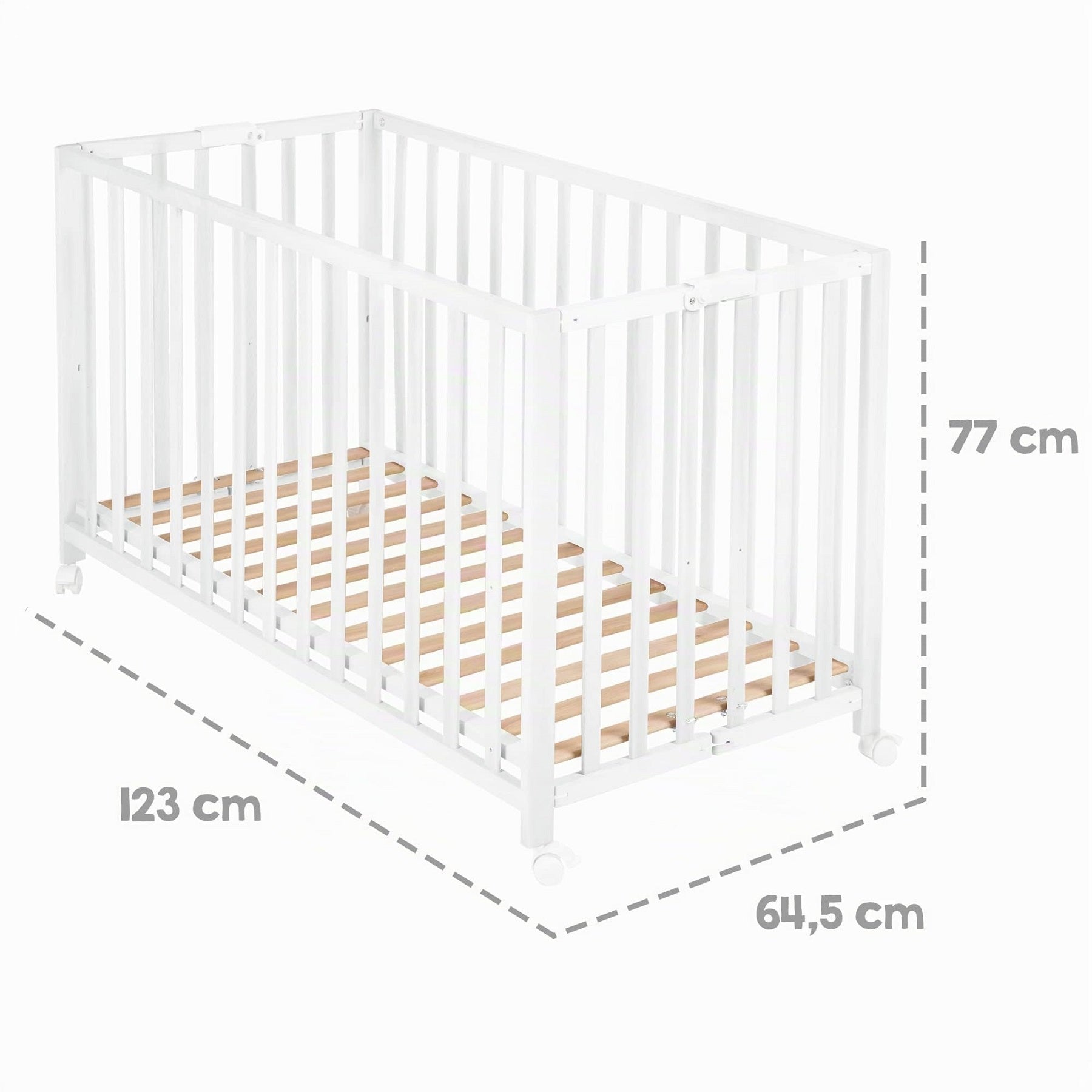 roba Lit bébé pliant en hêtre 60 x 120 cm avec roulettes avec freins (Blanc)roba Lit bébé pliant en hêtre 60 x 120 cm avec roulettes avec freins (Blanc)