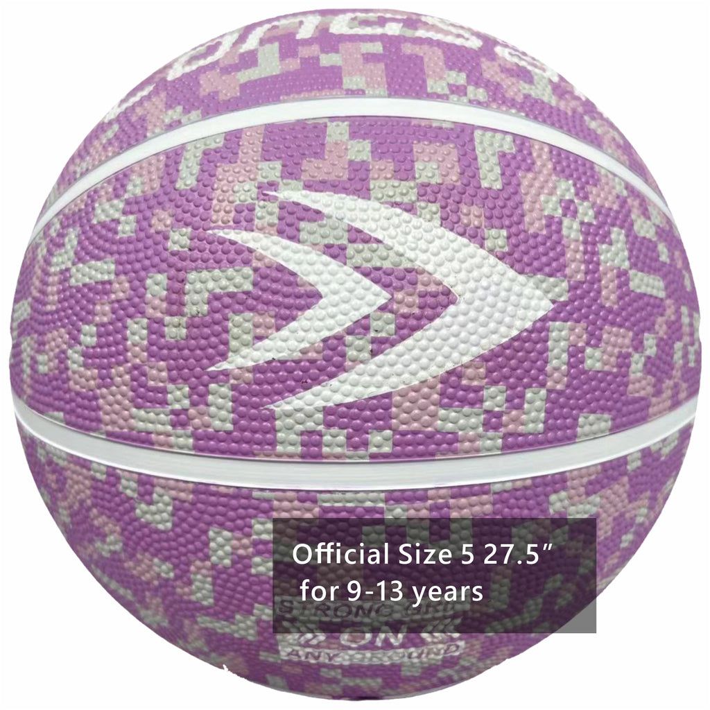 LONGSAIL Ballon de basket-ball en caoutchouc haute qualité 27,5 po Taille 5# Rose lavande
