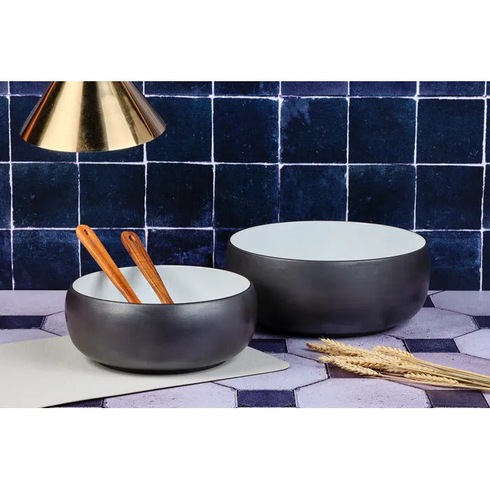 BJÖRN GOURMET Lot de 2 saladiers onyx - Ø 25 cm et Ø 29,5 cm