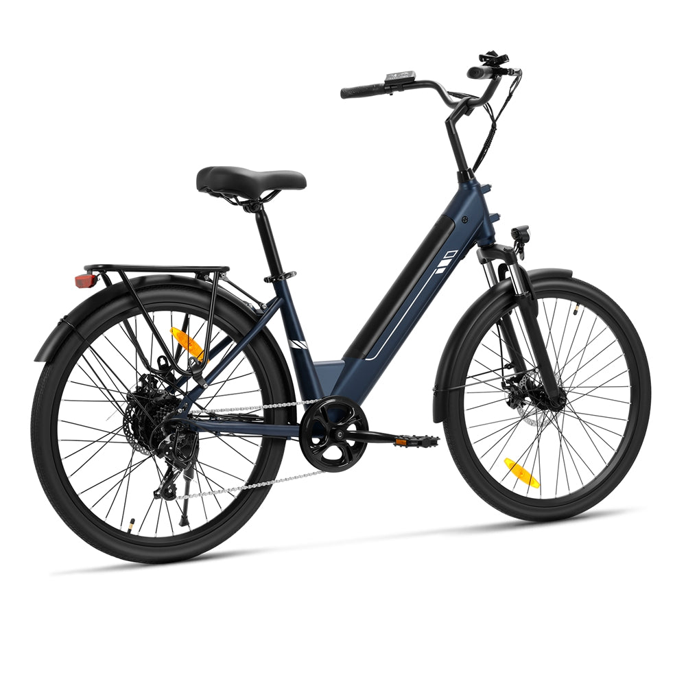 Touroll Roamer 2 ST Step-Thru 26 pouces 36 V 15,6 Ah 250 W 25 km/h 7 vitesses 45 Nm 100 km Autonomie maximale Vélo électrique Avec frein à disque mécanique et frein électrique