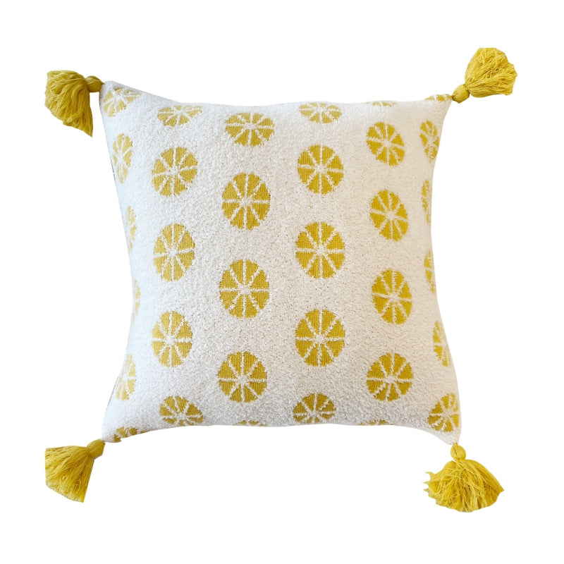 MEROPE, Housse de coussin en tricot acrylique sherpa, 50x50 cm, jaune, 1 pack