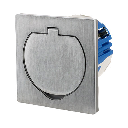 Zenitech Prise de sol 16 A, 2 pôles + terre - Finition en aluminium brossé - Indice IP55 - Monoprise