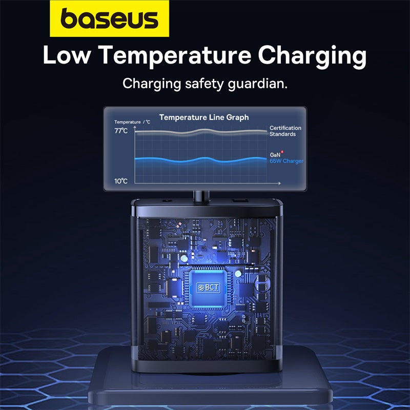 Baseus Cube Pro Chargeur rapide 2 C + U 65 W - Noir Stellaire