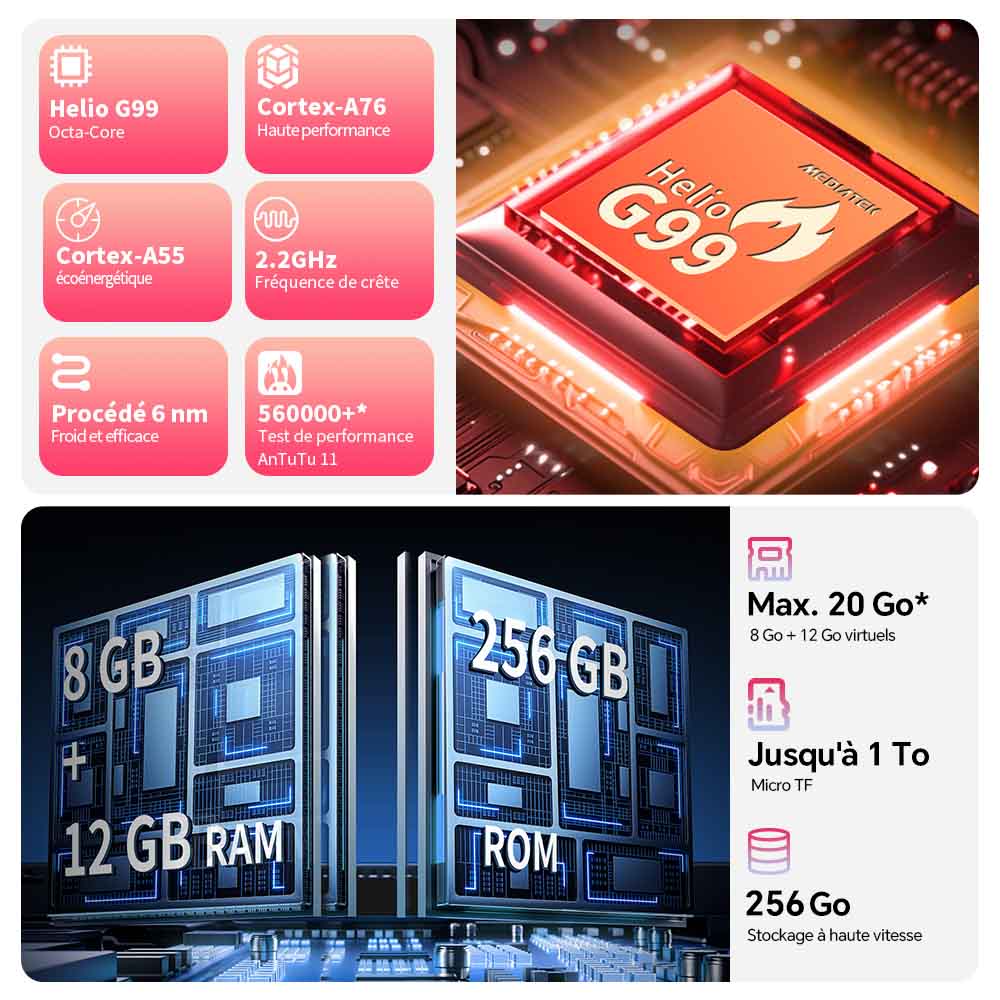 TECLAST T65 Plus Tablette écran 13,4 pouces avec taux de rafraîchissement 120 Hz, Android 15, Double SIM 4G LTE + WiFi 5G, processeur octa-core MTK Helio G99 jusqu'à 2,2 GHz, 20 Go (8 Go + 12 Go virtuels) RAM + 256 Go ROM, caméras 8 MP + 13 MP, BT5.2