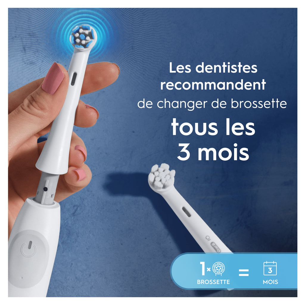 Oral-B iO Pack de 3 Brossettes de Rechange Gentle Care Blanches, Brossage Le Plus Doux, Conviennent Aux Gencives Sensibles, Brossette Pour Les Brosses A Dents Electriques Oral B iO