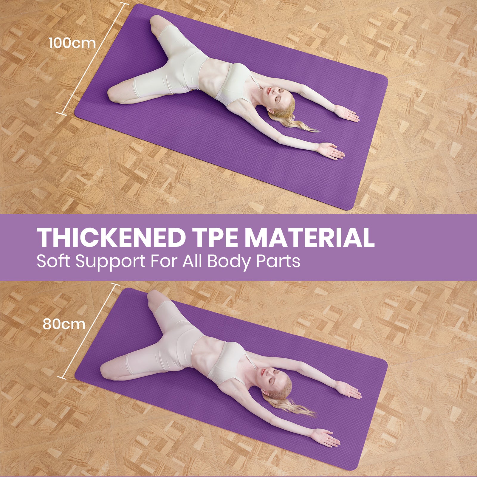 Miss Lulu Good Nite Tapis De Yoga Très Grand 190 x 80 x 0,6 cm Antidérapant TPE Tapis De Gymnastique Tapis De Sport Tapis De Fitness Tapis D'entraînement Tapis De Pilates Pour Yoga