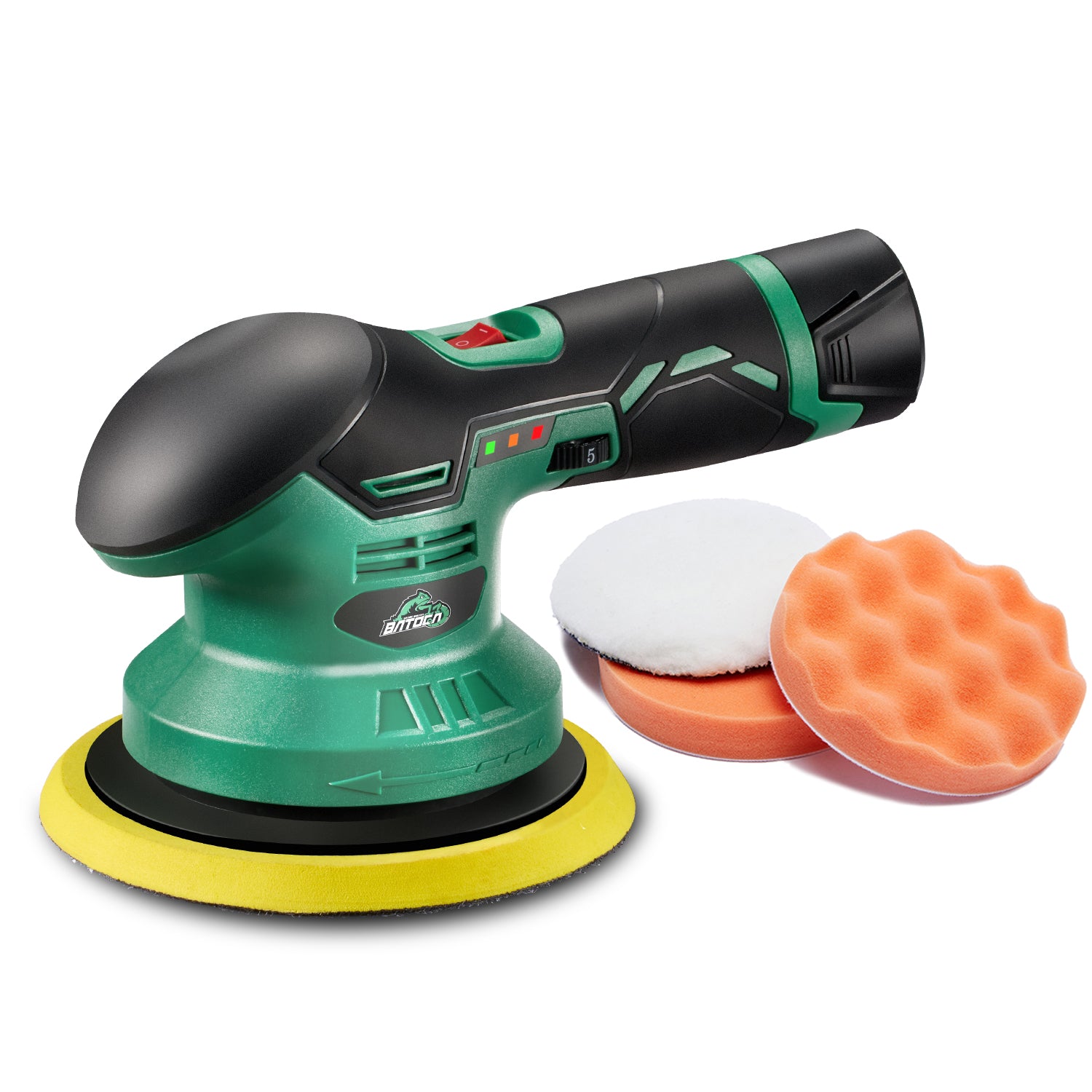 BATOCA Polisseuse-lustreuse sans fil pour voiture - 1 pièce, batterie lithium-ion rechargeable 2,0 Ah 12 V, polisseuse sans balais à 6 vitesses variables