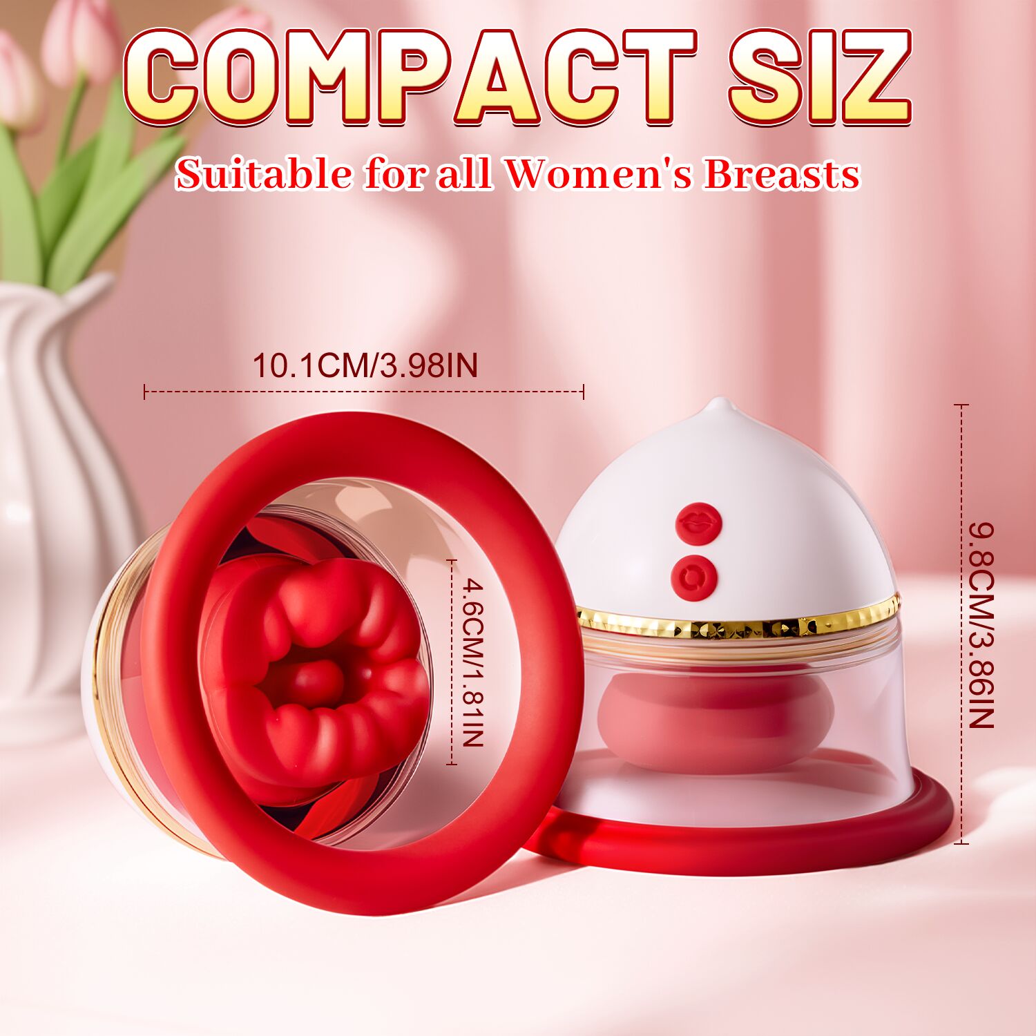 AAV Pleasure Sync 3-en-1 Vibromasseur à Succion Clitoridienne pour Femme, 9,9 cm, 1 Pièce, Rouge, avec 10 Modes Morsure, Succion & Vibration, IPX4 Étanche & Silencieux, Sextoy Adulte pour Couple