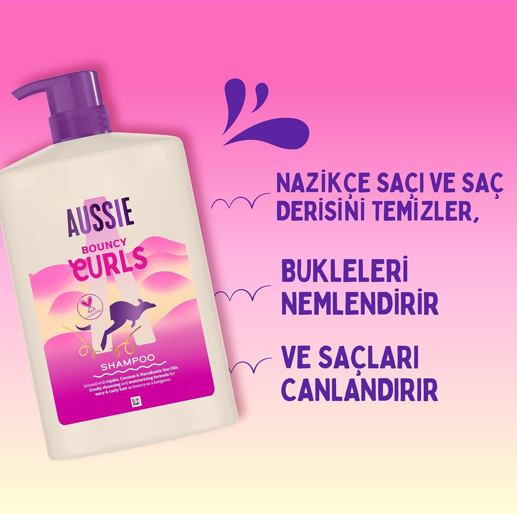 AUSSIE Shampooing Boucles Rebondies pour Cheveux Ondulés et Bouclés - 1000 ml
