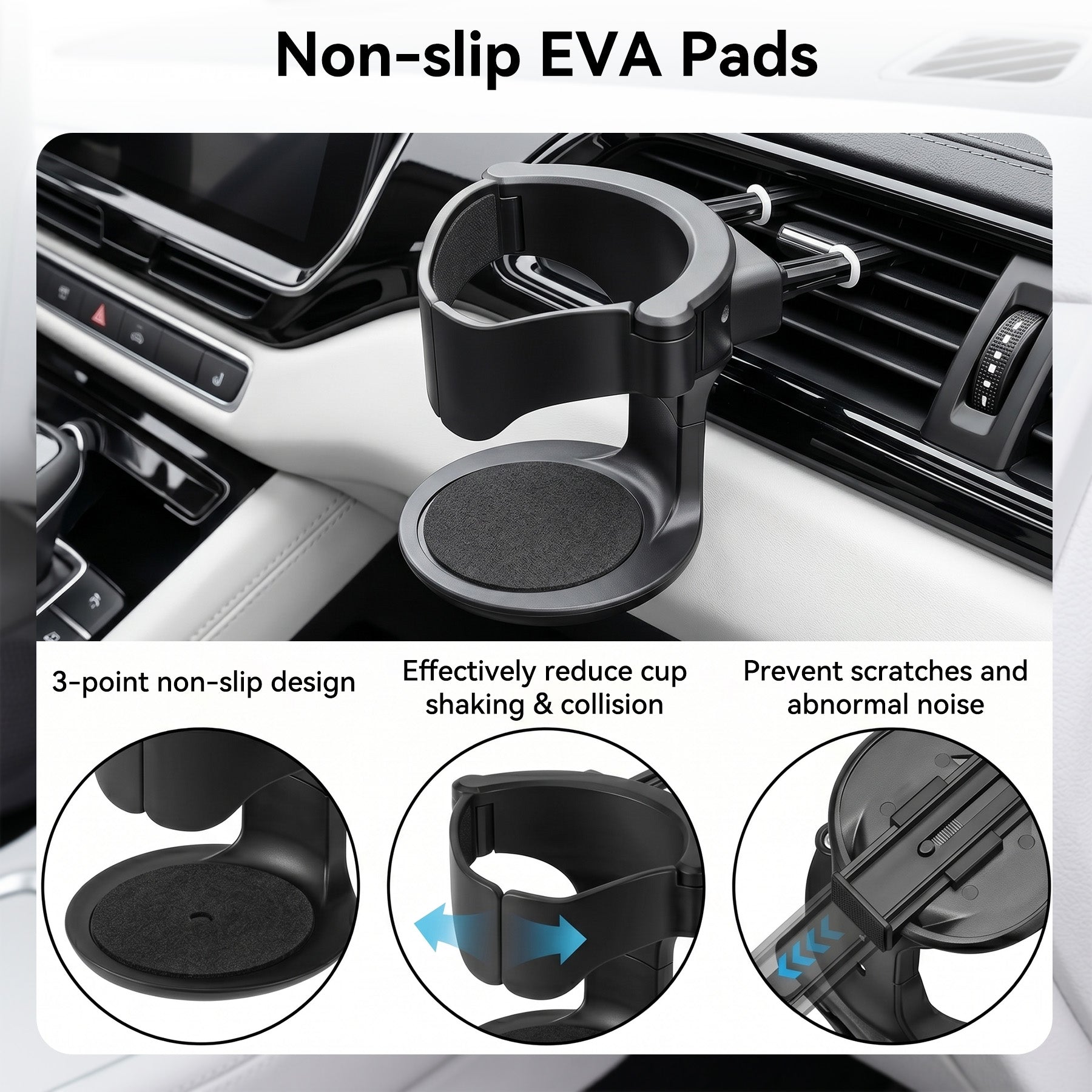 Porte-gobelet de voiture avec patins antidérapants en EVA, Porte-boisson universel pour bouche d’aération de voiture