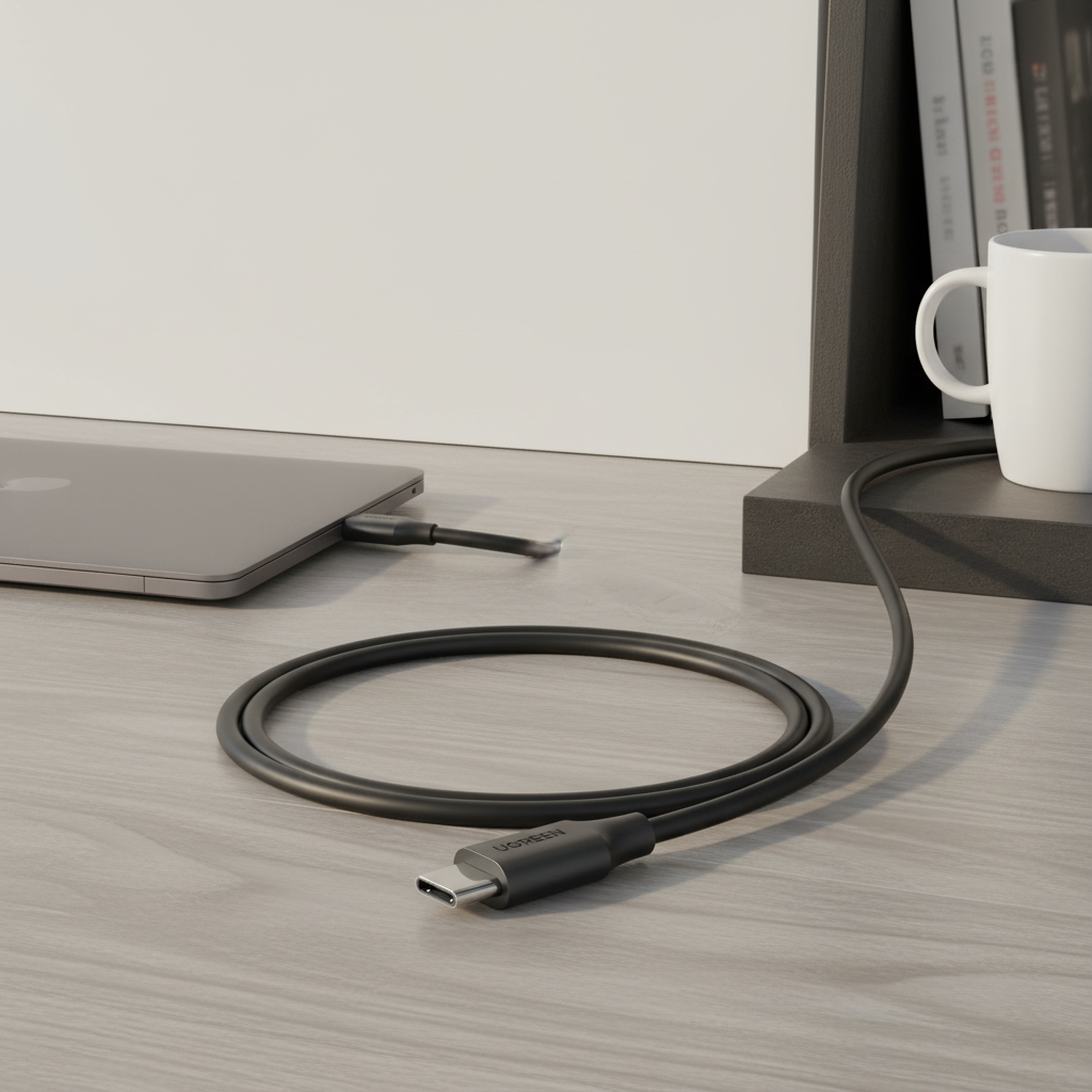 UGREEN Câble USB 2.0 Type-C M-M rond en nickel 1-m noir