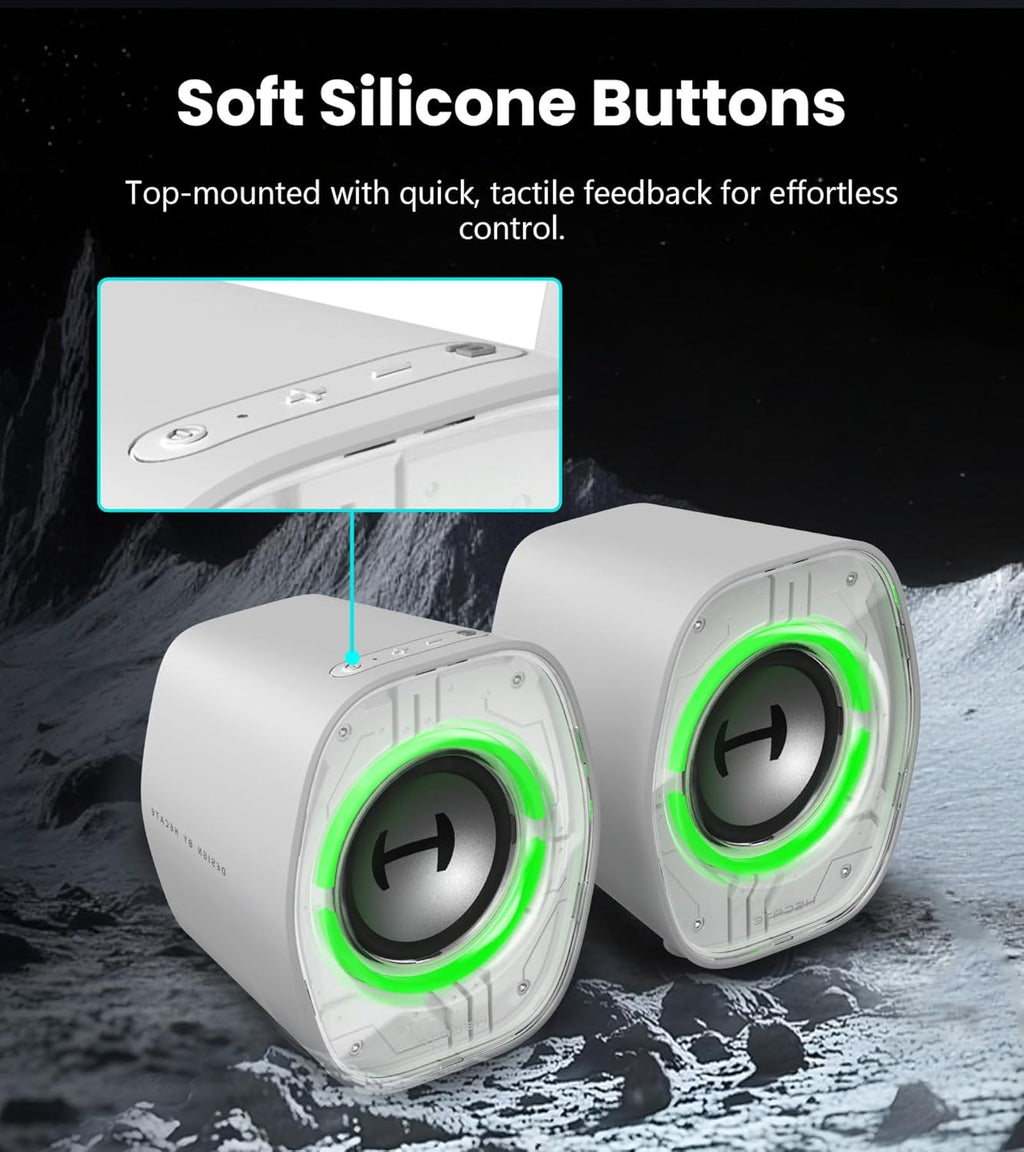 Enceintes de Bureau Gaming Edifier G1000 II pour Ordinateur, Haut-Parleur Large Bande 2,5" et Basses Renforcées, Bluetooth 5.4 USB-C AUX, 9 Modes d’Éclairage RGB Dynamiques pour PC - Blanc